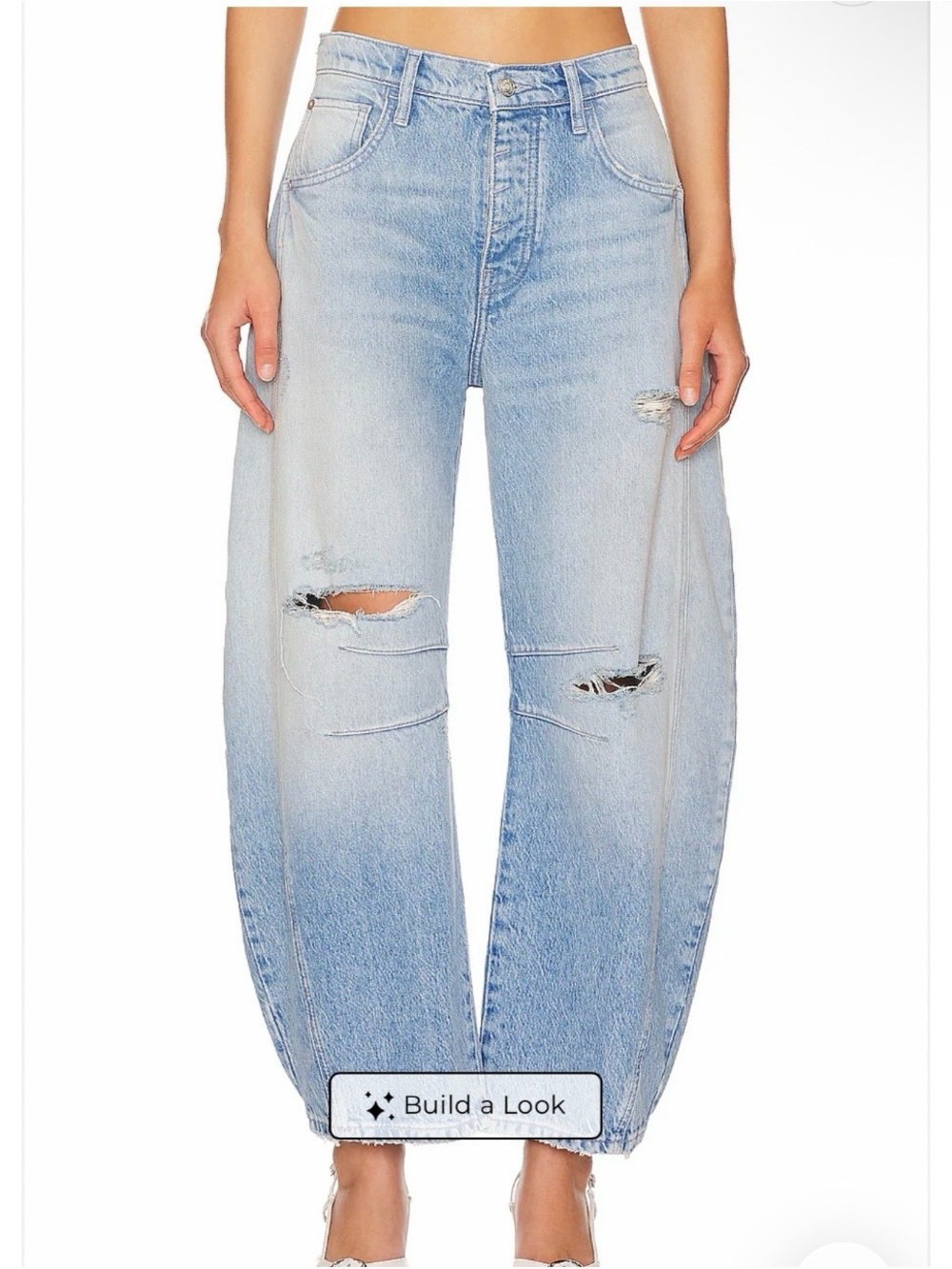 We The Free Good Luck Mid Rise Barrel Jeans in Barnyard Blue